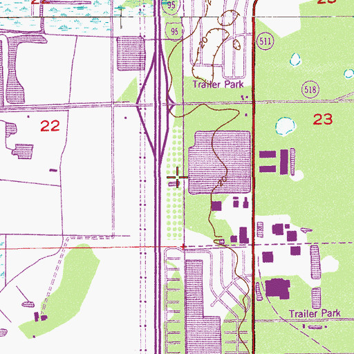Topographic Map of Groveland Mobile Home Park, FL