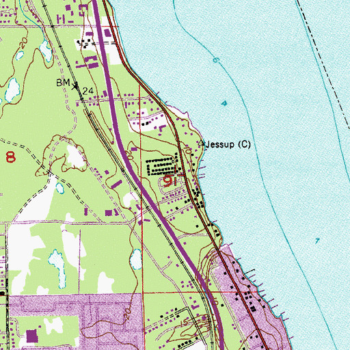 Topographic Map of Hollandale Mobile Home Park, FL
