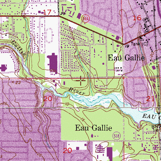 Topographic Map of Eau Gallie First Baptist Church, FL