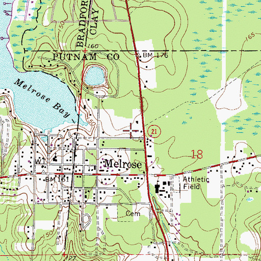 Topographic Map of Putnam County Library System Melrose Public Library, FL
