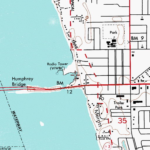 Topographic Map of Indian Cove Marina, FL