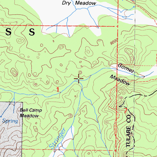 Topographic Map of Long Stringer, CA