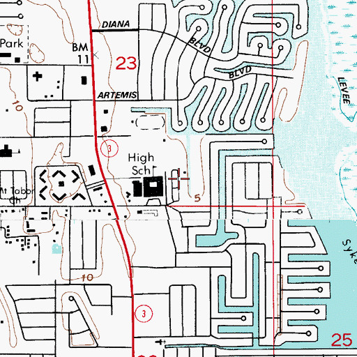 Topographic Map of Town and Country Trailer Park, FL