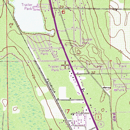 Topographic Map of Westwood Mobile Park, FL