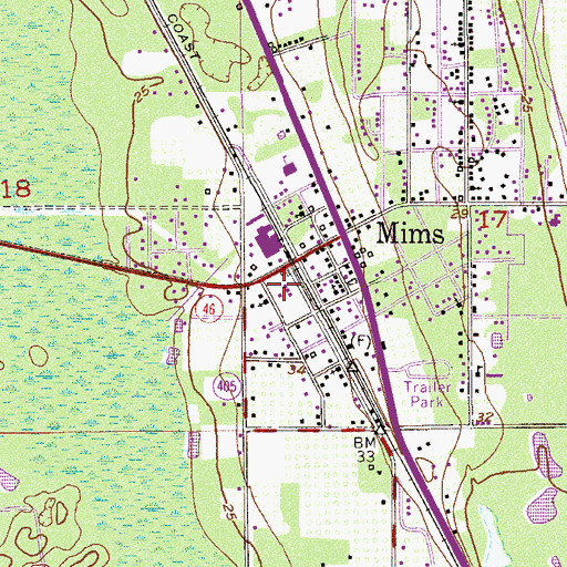 Topographic Map of First Baptist Church of Melbourne, FL