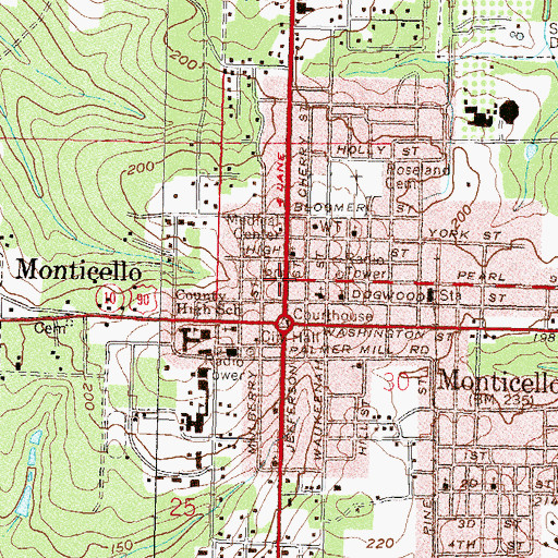Topographic Map of Monticello Post Office, FL