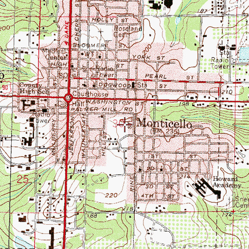 Topographic Map of Monticello Church of God in Christ, FL