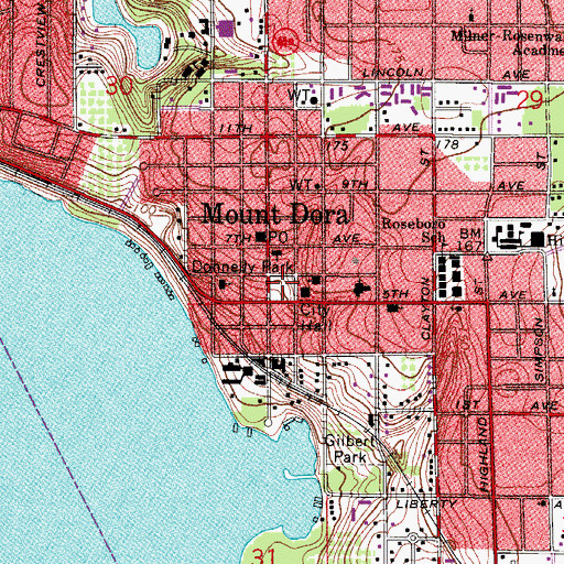 Topographic Map of Mount Dora Center for the Arts, FL