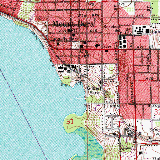 Topographic Map of Mount Dora Boating Center and Marina, FL
