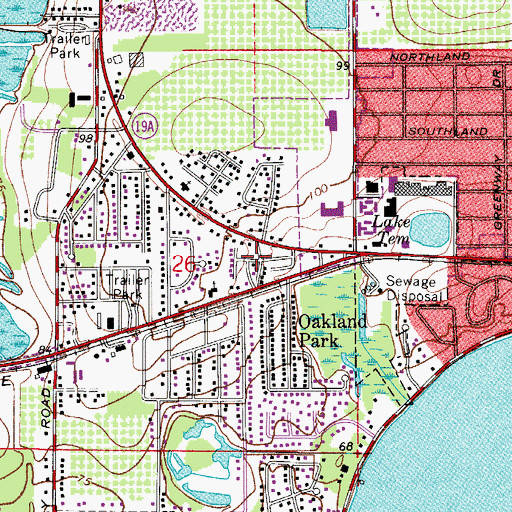 Topographic Map of Riley's Park Mobile Home Park, FL