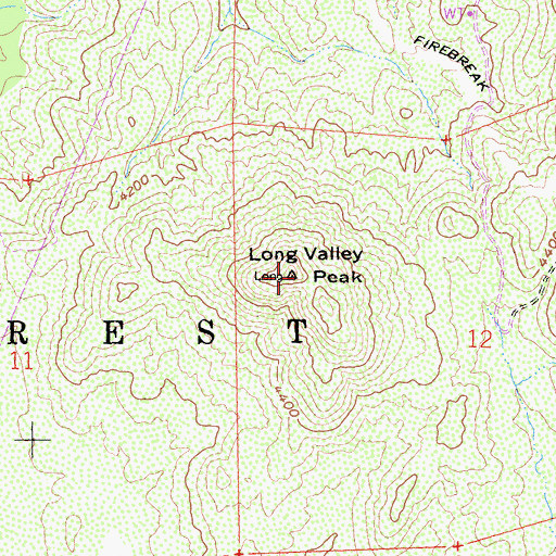 Topographic Map of Long Valley Peak, CA
