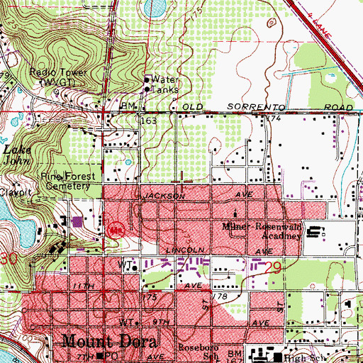 Topographic Map of Mount Olive Methodist Church, FL