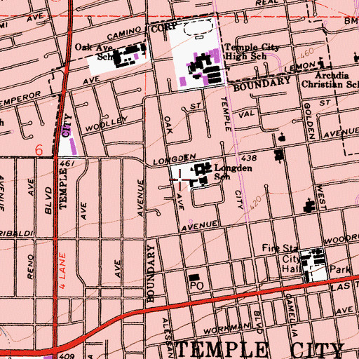 Topographic Map of Longden Elementary School, CA