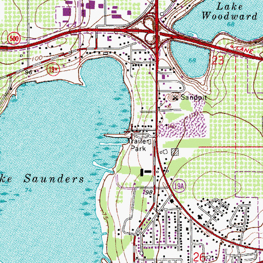 Topographic Map of Lake Saunders Mobile Home Park, FL