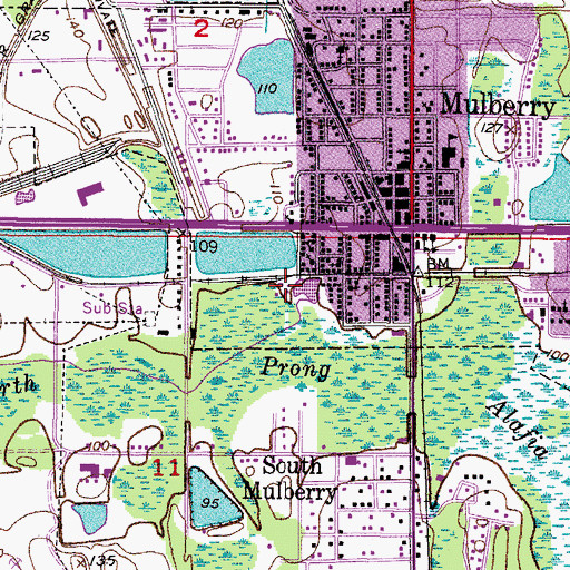 Topographic Map of City of Mulberry Wastewater Treatment Plant, FL