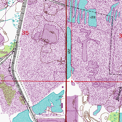 Topographic Map of Mulberry Post Office, FL