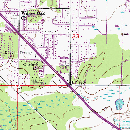Topographic Map of Bailey Place Mobile Home Park, FL