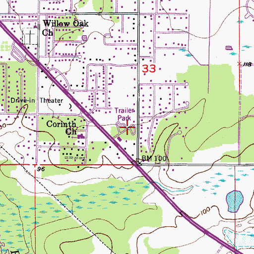 Topographic Map of Willow Oak II Mobile Home Park, FL
