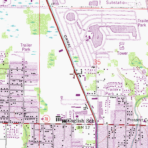 Topographic Map of Lee County Library System North Fort Myers Public Library, FL