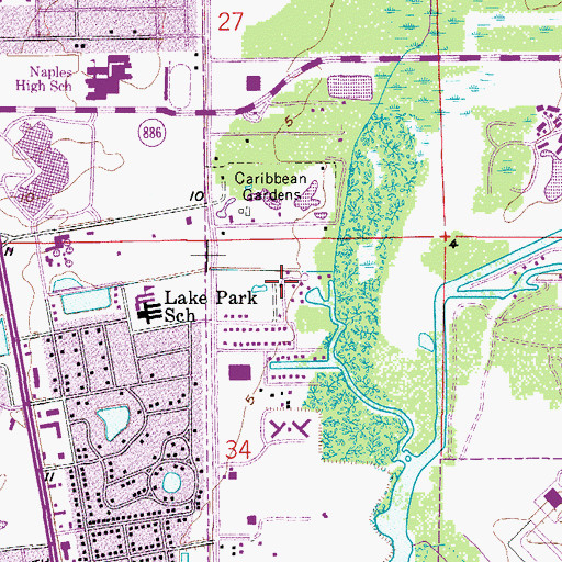 Topographic Map of Jungle Larrys Zoological Park, FL