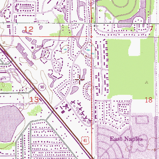 Topographic Map of Oak Tree Country Club, FL