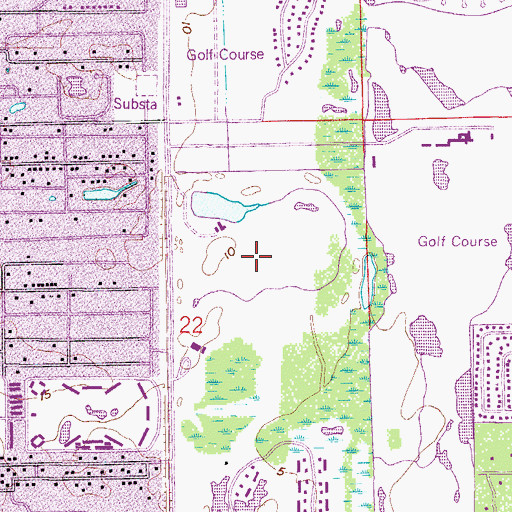 Topographic Map of Orange Tree Golf Club, FL