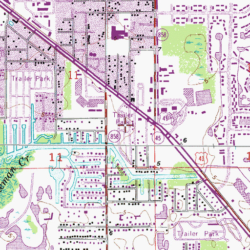 Topographic Map of Harmony Shores Mobile Home Port, FL