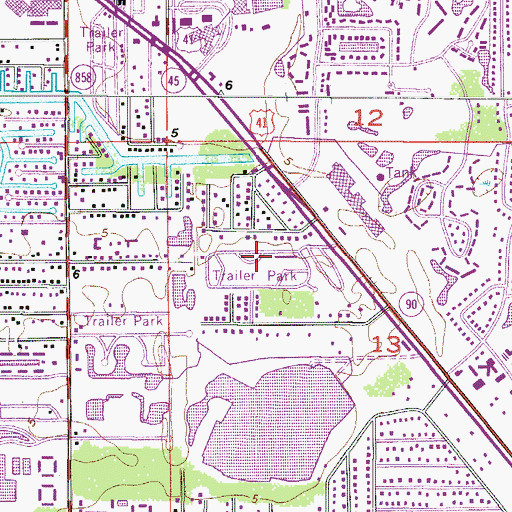 Topographic Map of Enchanting Acres Mobile Home Park, FL