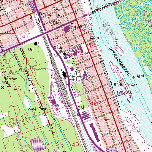 Topographic Map of New Smyrna Beach Regional Library System Brannon Memorial Library, FL