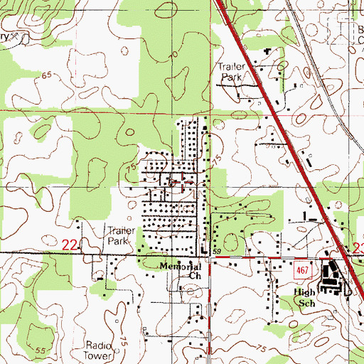 Topographic Map of Golden Meadows Mobile Home Park, FL