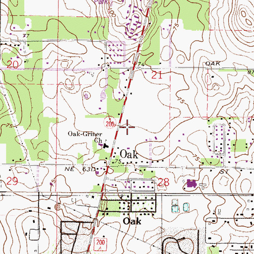 Topographic Map of Oak Mobile Home Park, FL