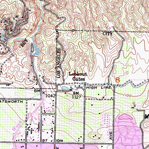 Topographic Map of Lookout Gates, CA