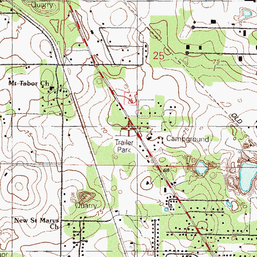 Topographic Map of Shady Grove Mobile Home Park, FL