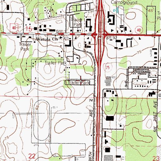 Topographic Map of Westwood Mobile Home Park, FL