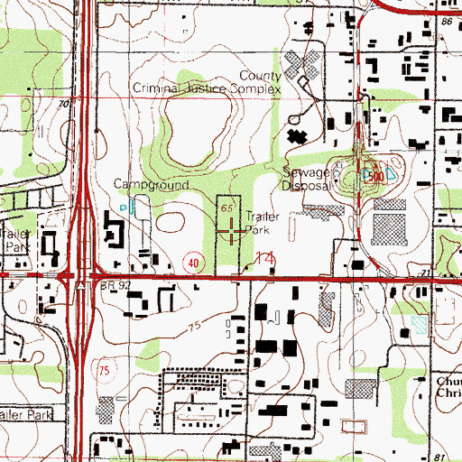 Topographic Map of Oakwood Mobile Manor Mobile Home Park, FL