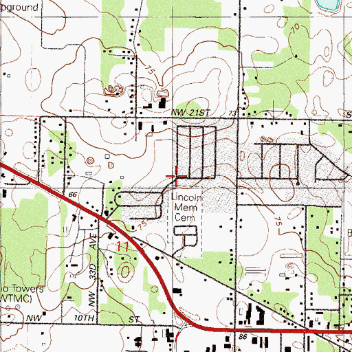 Topographic Map of Penny Park Estates Mobile Home Park, FL