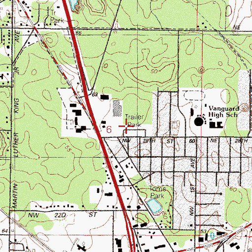 Topographic Map of Pine Manor East Mobile Home Park, FL