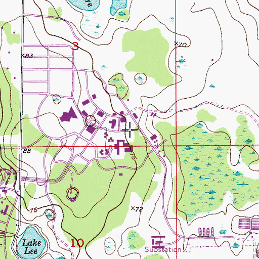 Topographic Map of University of Central Florida Orlando Campus Brevard Hall, FL