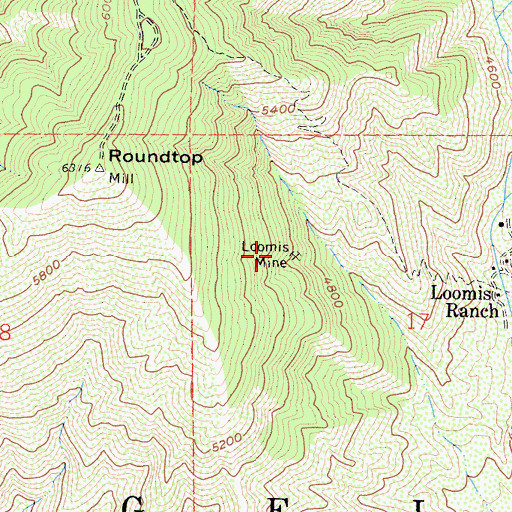 Topographic Map of Loomis Mine, CA
