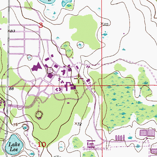 Topographic Map of University of Central Florida Orlando Campus Citrus Hall, FL