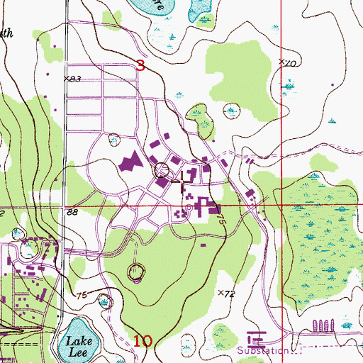Topographic Map of University of Central Florida Orlando Campus Lake Hall, FL