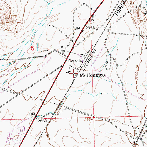 Topographic Map of McConnico, AZ