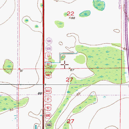 Topographic Map of Orange County Library System South Creek Branch Library, FL