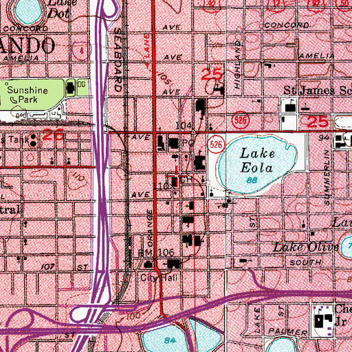 Topographic Map of Orange County Regional History Center Library, FL