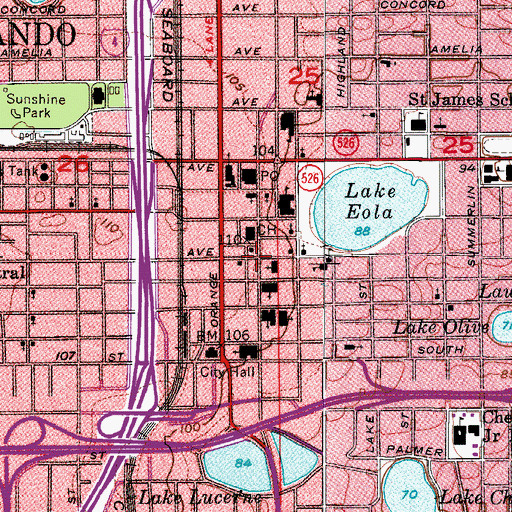 Topographic Map of Orange County Regional History Center, FL