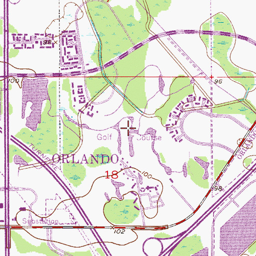 Topographic Map of Plantation Country Club, FL
