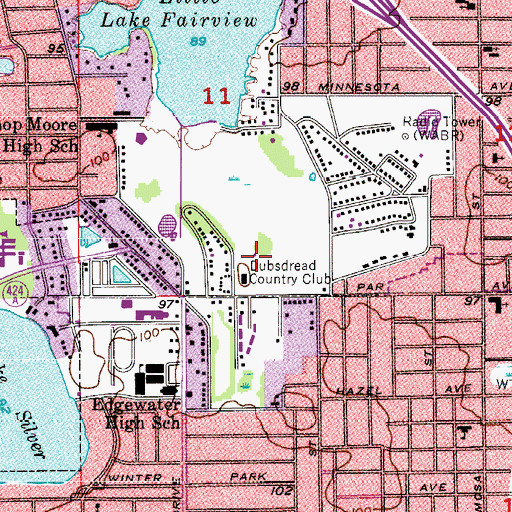 Topographic Map of Poinciana Country Club, FL