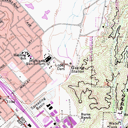 Topographic Map of Lopez Dam, CA