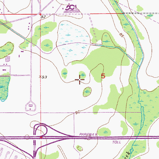Topographic Map of Raintree Golf Resort, FL