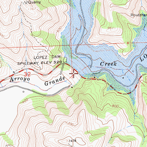 Topographic Map of Lopez Dam, CA